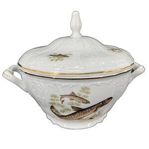 Bernadotte Covered Soup Tureen Wildlife Czech Republic Trout NO LADLE